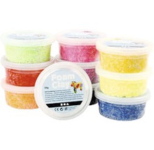 Pâte à modeler mousse multicolore dans des récipients en plastique