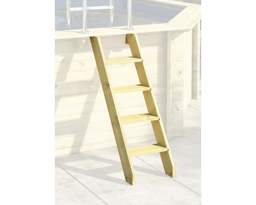 Holzpoolleiter mit fünf Stufen