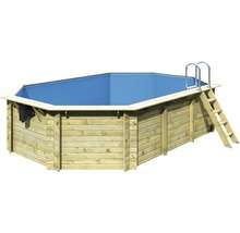 Piscine en bois avec échelle et système de filtration