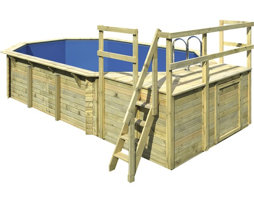 Piscine en bois avec échelle et plateforme