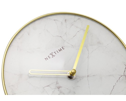 Horloge murale Logo Nextime avec aspect marbre et aiguilles dorées