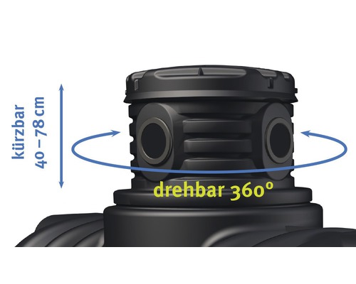 Drehbarer Regulierschacht mit einer Höhe von 40 bis 78 Zentimetern.