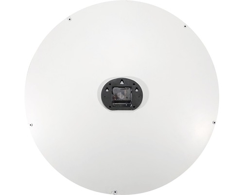 Rückseite einer runden Wanduhr mit Uhrwerk