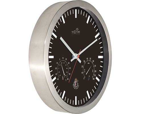 Horloge murale radio-pilotée Nextime avec thermomètre et hygromètre
