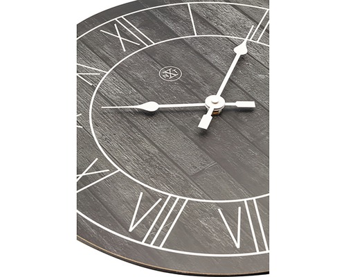Detailansicht einer Wanduhr mit römischen Ziffern