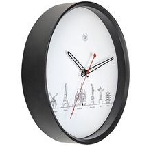 Horloge murale Worldtour plastique noir Ø 30 cm