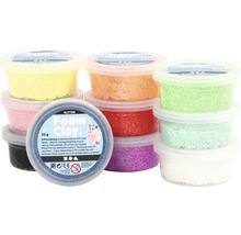 Collection multicolore de Foam Clay dans des récipients en plastique