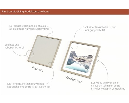 Produktbeschreibung Slim Scandic Living mit Vorder- und Rückseite des Bilderrahmens