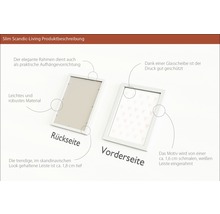 Zwei weiße Bilderrahmen zeigen Vorder- und Rückseite.