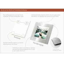 Produktbeschreibung Alu Acryl Art 50x50 cm mit Aufhängesystem und Aluminiumverbundplatte