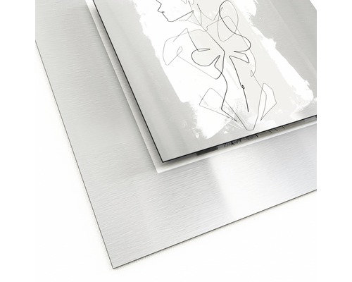 Tableau métallique avec dessin au trait abstrait du corps