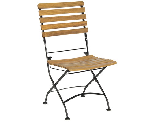 Klappstuhl aus Holz mit Metallgestell für den Aussenbereich