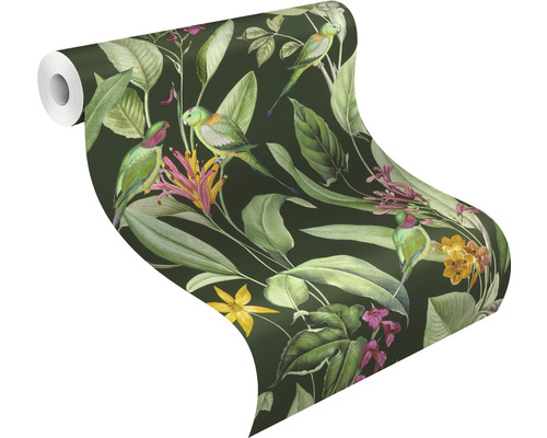 Tapetenrolle mit Vogel- und Pflanzenmuster