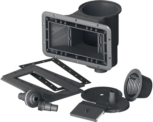 Skimmer de piscine avec différents composants