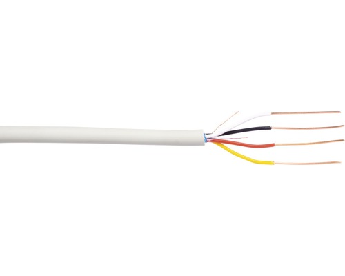 Mehradriges Kabel mit grauer Ummantelung und freiliegenden Adern