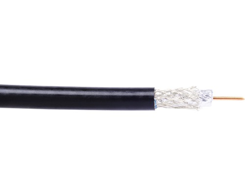 Câble coaxial souterrain 1,6/7,0 noir 50 m Câble coaxial avec noyau en cuivre et blindage