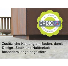Gabio Steel Design Pflanzkasten mit zusätzlichem Kantenschutz am Boden und Made in EU Siegel