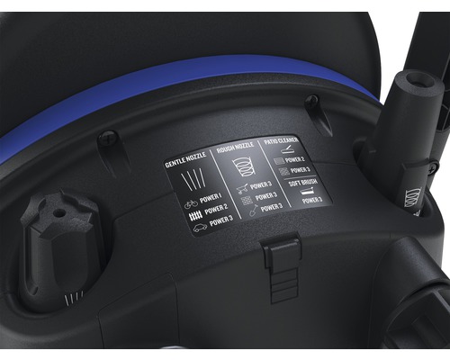 Symboles sur un nettoyeur haute pression pour régler le type de buse et le niveau de puissance