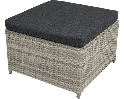 Tabouret de jardin en rotin avec coussin d''assise