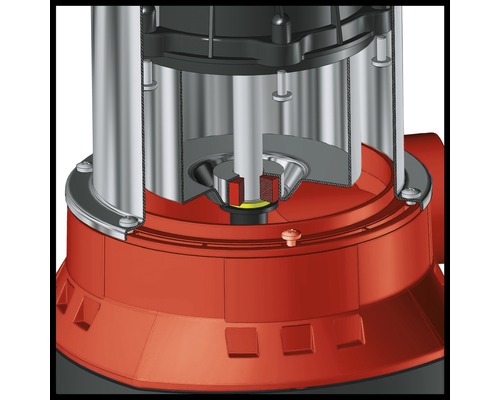 Schnittansicht einer Tauchpumpe, die interne Komponenten zeigt