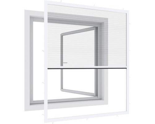 Moustiquaire Windhager EXPERT plissé pour fenêtre sans perçage blanc 100x120 cm Moustiquaire enroulable pour fenêtre, à monter dans le cadre de la fenêtre