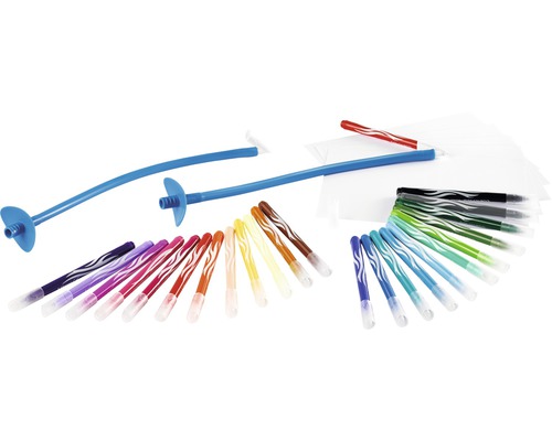 Set mit Markern und Blasrohren zum Malen