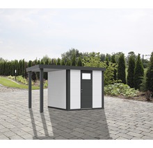 Gartenhaus Classico 2424 inkl. Regenrinne mit Seitendach links 426 x 259 cm weiß