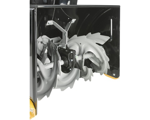 Detailansicht der Fräse einer Schneefräse.