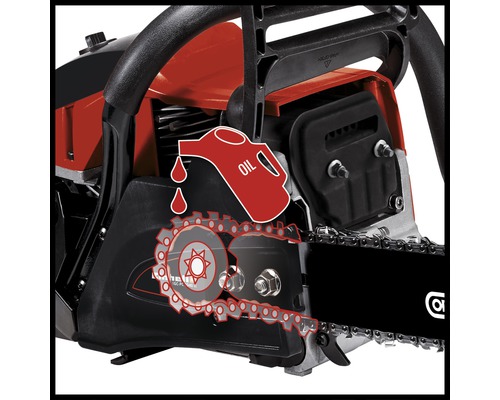 Tronçonneuse avec symbole pour remplissage d''huile