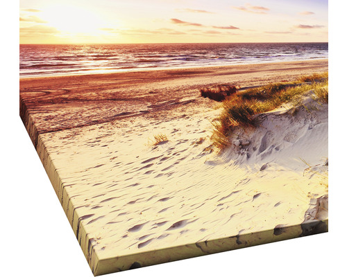 Leinwanddruck mit Strandmotiv bei Sonnenuntergang