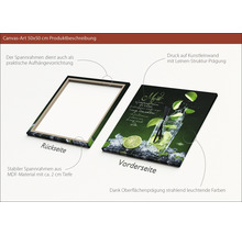 50x50 Zentimeter großes Leinwandbild mit Mojito-Motiv und MDF-Rahmen