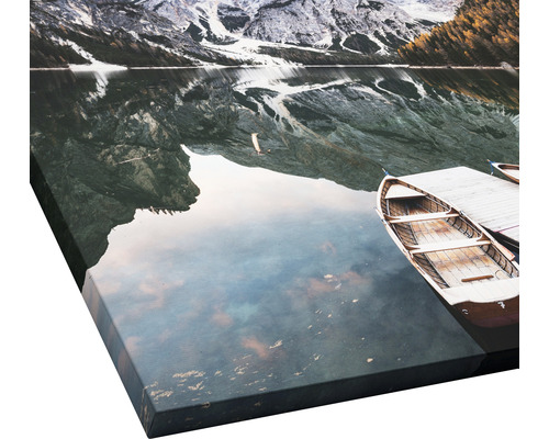 Leinwandbild mit Bergsee und Booten