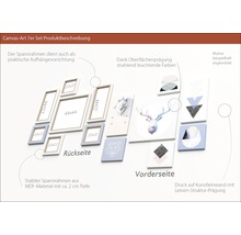 Sieben Leinwandbilder mit Tier Motiven und geometrischen Formen