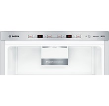 Innenraum eines Kühlschranks mit Bosch Logo, elektronischer Steuerung, LED Licht und Power Ventilation