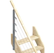 Escalier avec rampe en bois et câbles en acier