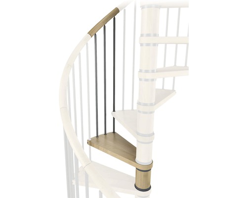 Detail einer Holzwendeltreppe mit Geländer