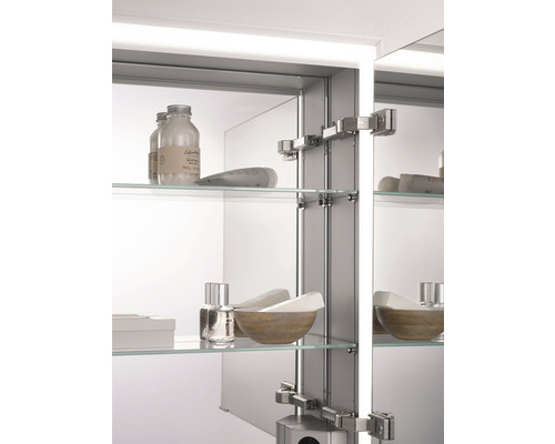 Badezimmerschrank mit Glasablagen und Beleuchtung