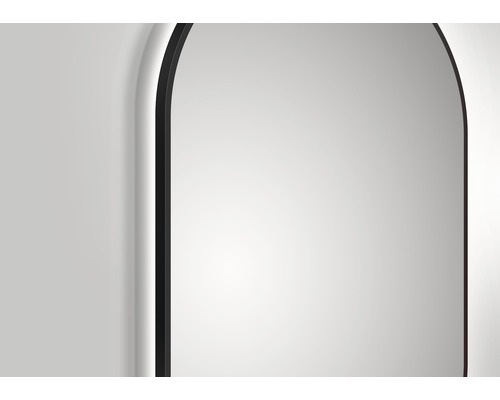 Miroir rectangulaire avec coins arrondis et cadre noir