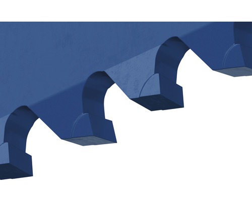 Detailansicht eines blauen Zahnriemens.