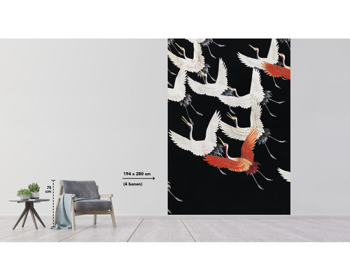 Papier peint photo avec motif de grue dans une pièce