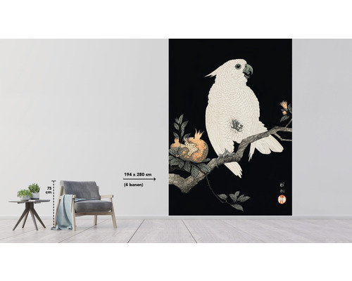 Papier peint intissé avec motif d''oiseau, dimensions 194 x 280 cm