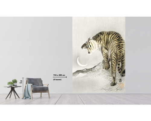 Image murale avec motif de tigre de style japonais, dimension 194 x 280 cm