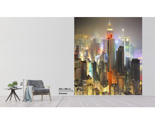 Papier peint photo avec motif de skyline, dimensions 243 sur 280 centimètres