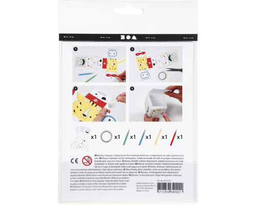 Verpackung einer Bastelvorlage zur Herstellung von Tierfiguren