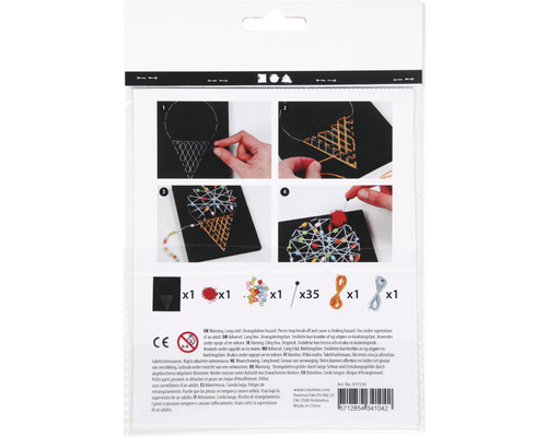 Kit de bricolage pour créer un motif de cornet de glace avec des fils, des aiguilles et des perles