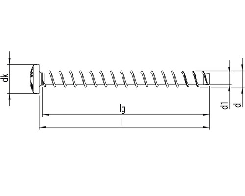 Schéma d''une vis avec indications de dimensions