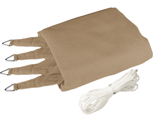 Voile d''ombrage beige avec corde de fixation et œillets métalliques