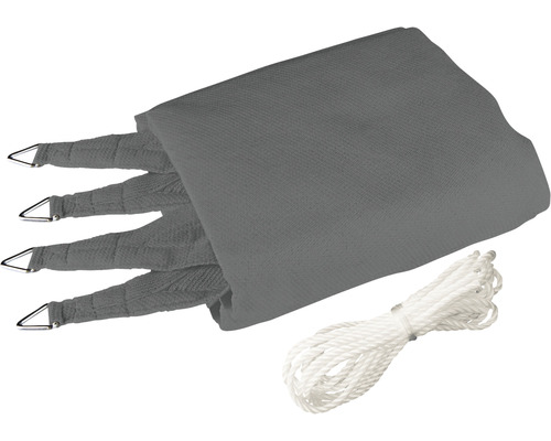 Voile d''ombrage grise avec cordes et oeillets métalliques