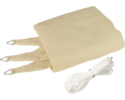 Voile d''ombrage beige avec cordes de fixation