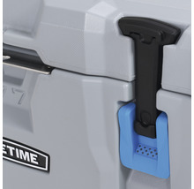 Detailansicht einer Kühlbox mit Verschlussmechanismus